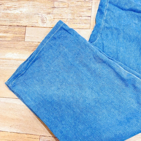 Light blue wide-leg pull-on jeans | Stretch waist relaxed cotton denim | XXL * - Picture 7 of 8